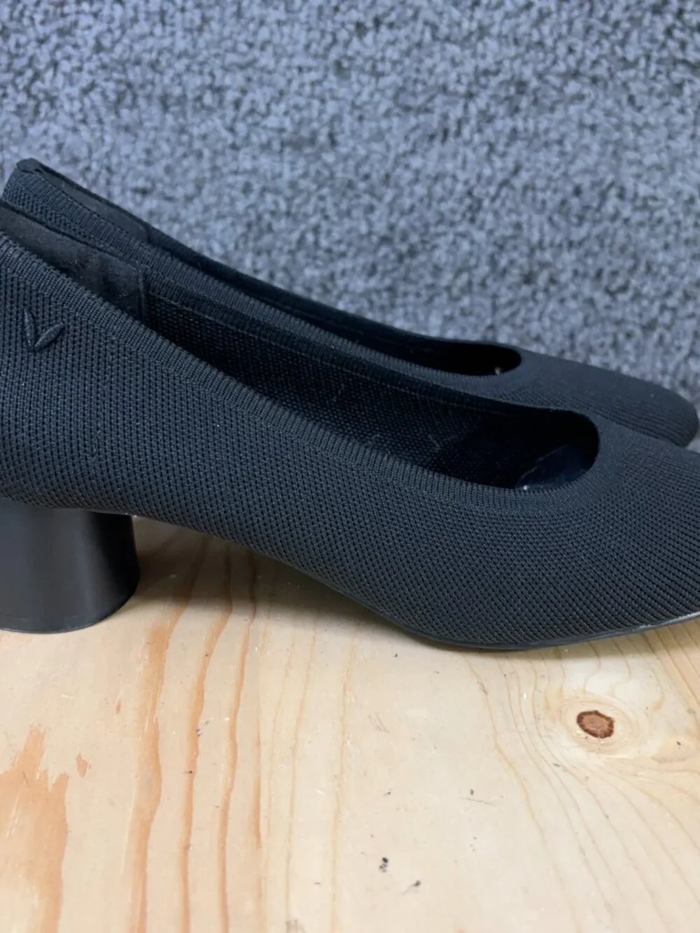 Vivaia Shoes Melody 2.0 Square Toe Block Heel Pumps Womens Size 9.5 Black Knit